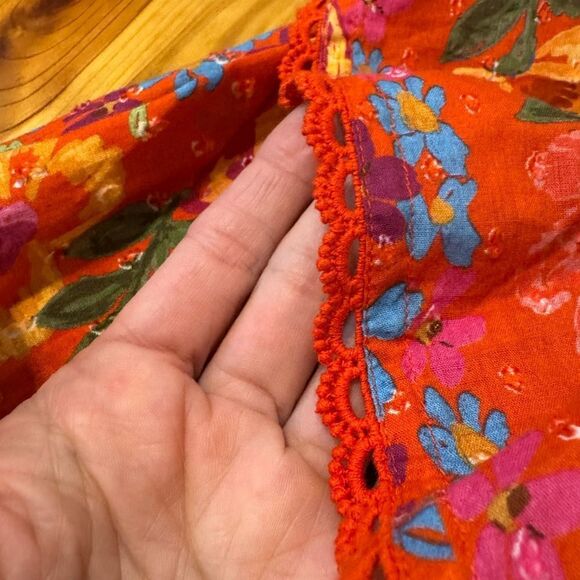 Farm Rio Red Spring Bananas Ruffle Blouse Women’s SIZE XS Red Floral - Picture 13 of 14